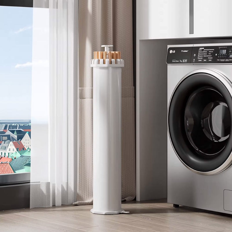 SmartRack droogrek in de wasruimte bij de wasmachine: ruimtebesparende oplossing